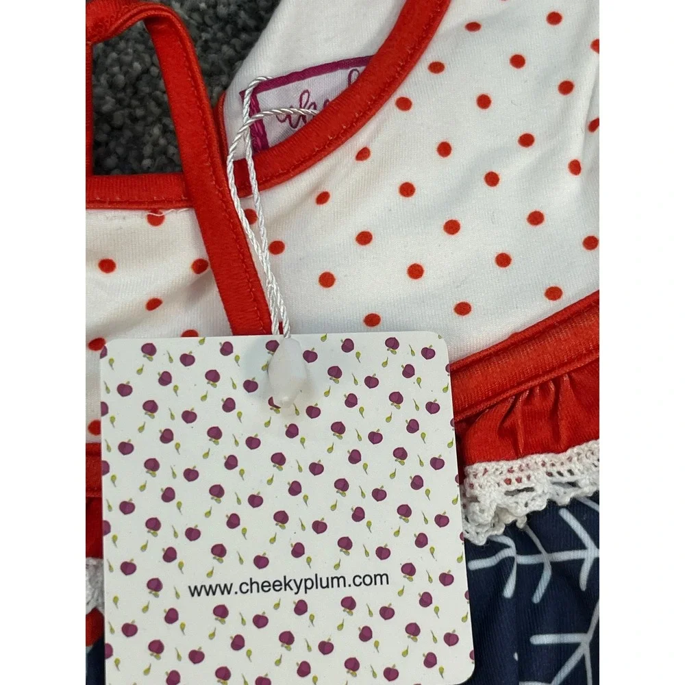 Cheeky Plum NWT Christmas Tunic and Red Ruffle Legging Set Girls 18-24M